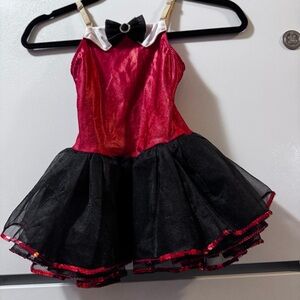 Revolution Dance Dress Child Small Red Black Bow tie
